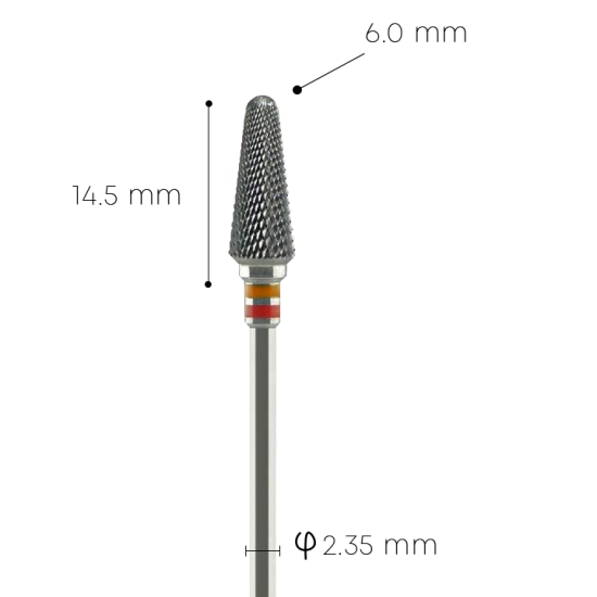 Carbide fraise 14.5mm - 6.0mm  yellow & red